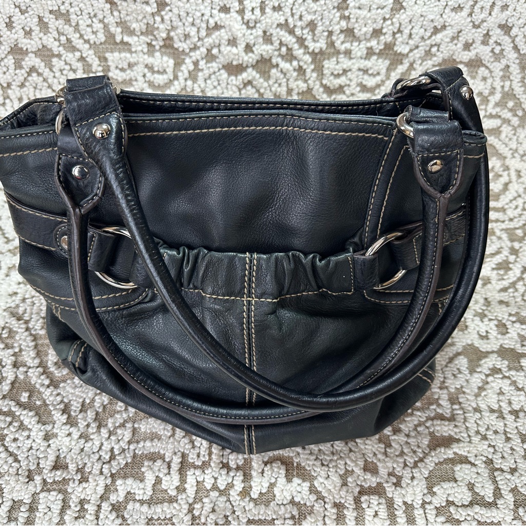 Tignanello Black Leather Handbag.